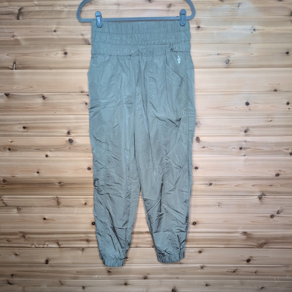 Free People Movement Way‎ Home Jogger Olive Green High Rise Nylon Pants Large